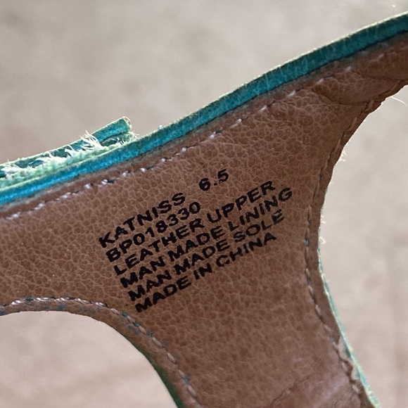 Miz Mooz y2k Katniss teal wedge sandals - Picture 3 of 3